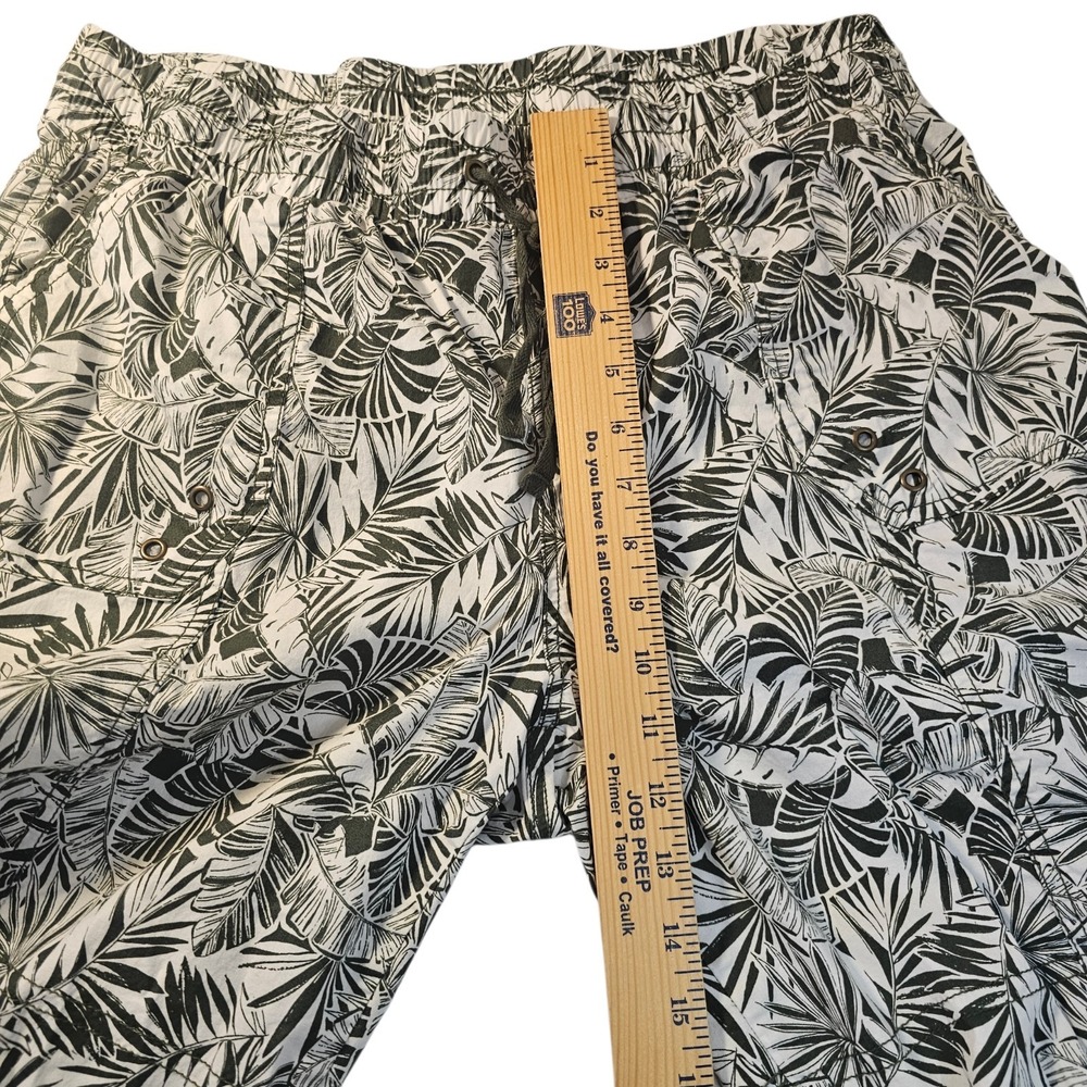 Palm Rio Plus Size 1X Tropical Palm Leaf Cargo Pants Elastic Waist Olive Green - Picture 8 of 9